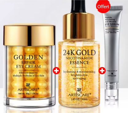 Sérum Or 24K – Lot 3 pièces (1 gratuit) : Hydratant & Anti-Cernes | SerMasc